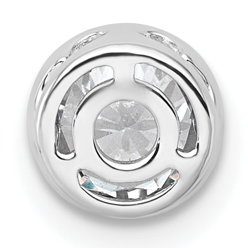 14k White Gold 3/4 carat Lab Grown Diamond VS+ F+ Round Complete Bezel Set Chain Slide Pendant