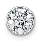 14k White Gold 3/4 carat Lab Grown Diamond VS+ F+ Round Complete Bezel Set Chain Slide Pendant