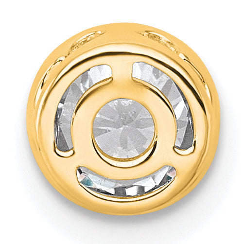14k 3/4 carat Lab Grown Diamond VS+ F+ Round Complete Bezel Set Chain Slide Pendant
