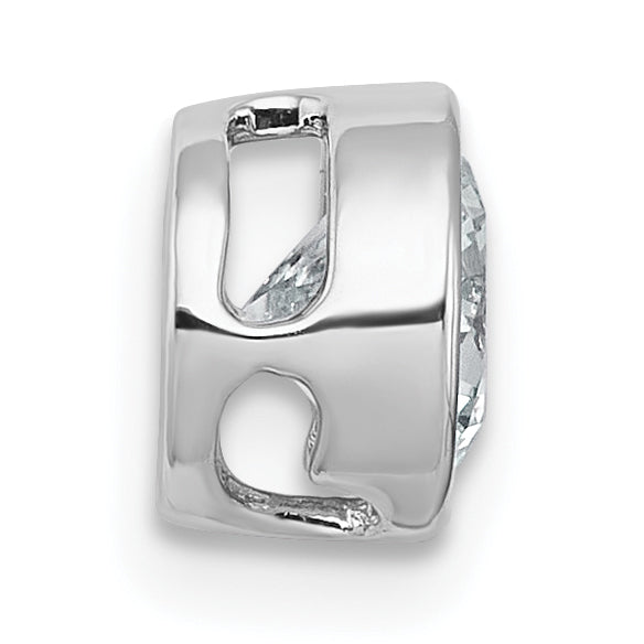 14k White Gold 1 carat Lab Grown Diamond VS+ F+ Round Complete Bezel Set Chain Slide Pendant