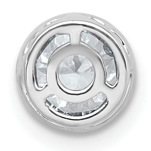 14k White Gold 1 carat Lab Grown Diamond VS+ F+ Round Complete Bezel Set Chain Slide Pendant