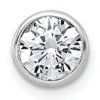 14k White Gold 1 carat Lab Grown Diamond VS+ F+ Round Complete Bezel Set Chain Slide Pendant