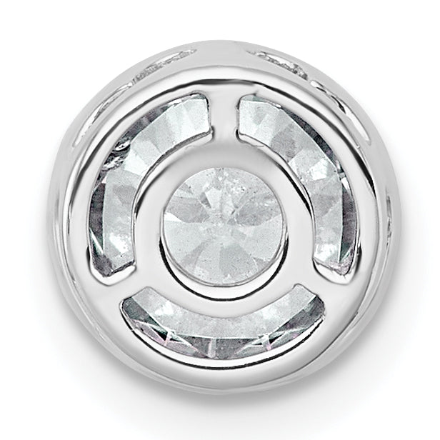 14k White Gold 1 1/2 carat Lab Grown Diamond VS+ F+ Round Complete Bezel Set Chain Slide Pendant