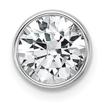 14k White Gold 1 1/2 carat Lab Grown Diamond VS+ F+ Round Complete Bezel Set Chain Slide Pendant