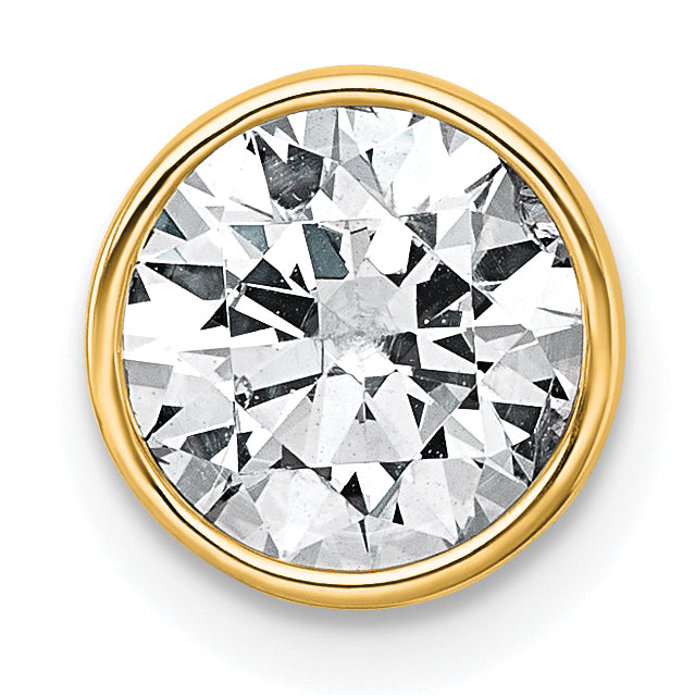 14k 1 1/2 carat Lab Grown Diamond VS+ F+ Round Complete Bezel Set Chain Slide Pendant