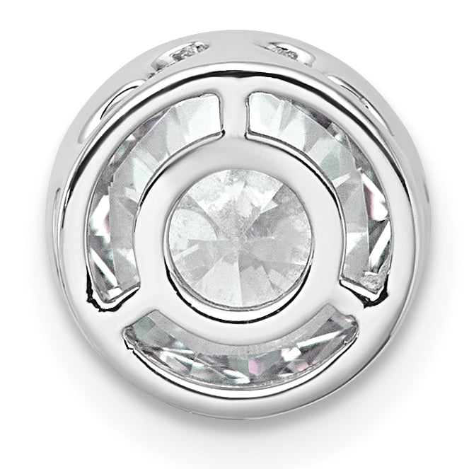 14k White Gold 2 carat Lab Grown Diamond VS+ F+ Round Complete Bezel Set Chain Slide Pendant