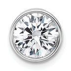 14k White Gold 2 carat Lab Grown Diamond VS+ F+ Round Complete Bezel Set Chain Slide Pendant