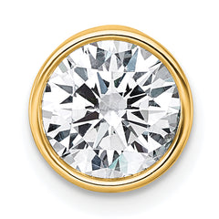 14k 2 carat Lab Grown Diamond VS+ F+ Round Complete Bezel Set Chain Slide Pendant