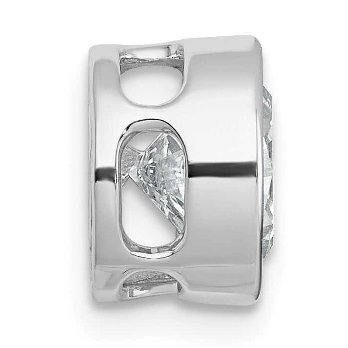 14k White Gold 2 1/2 carat Lab Grown Diamond VS+ F+ Round Complete Bezel Set Chain Slide Pendant