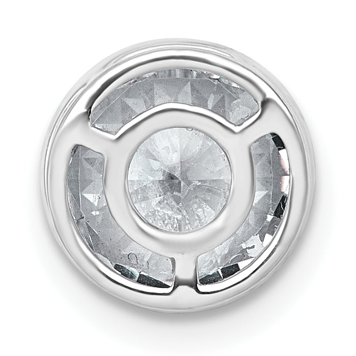 14k White Gold 2 1/2 carat Lab Grown Diamond VS+ F+ Round Complete Bezel Set Chain Slide Pendant