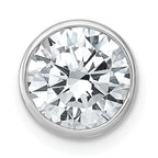 14k White Gold 2 1/2 carat Lab Grown Diamond VS+ F+ Round Complete Bezel Set Chain Slide Pendant