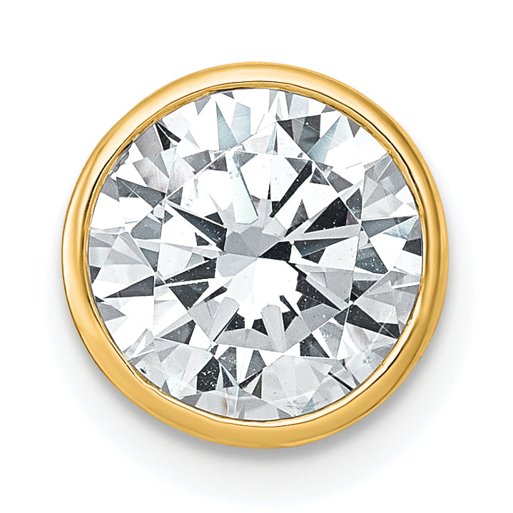 14k 2 1/2 carat Lab Grown Diamond VS+ F+ Round Complete Bezel Set Chain Slide Pendant