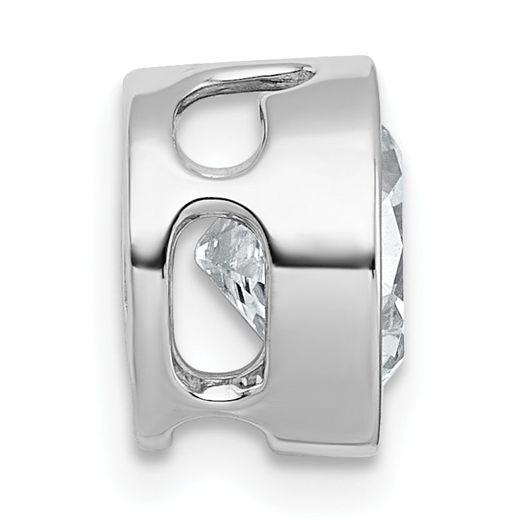 14k White Gold 3 carat Lab Grown Diamond VS+ F+ Round Complete Bezel Set Chain Slide Pendant Secondary image