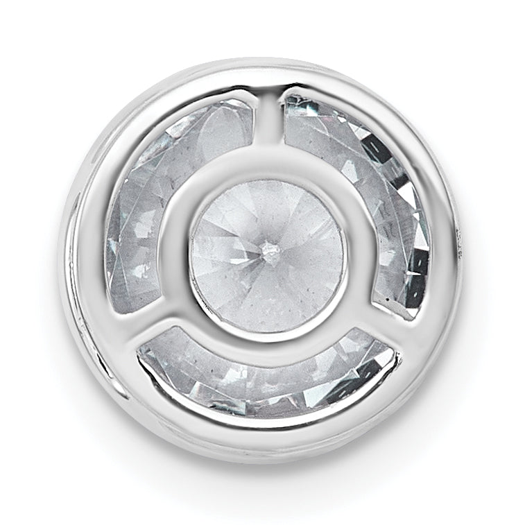 14k White Gold 3 carat Lab Grown Diamond VS+ F+ Round Complete Bezel Set Chain Slide Pendant