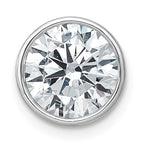 14k White Gold 3 carat Lab Grown Diamond VS+ F+ Round Complete Bezel Set Chain Slide Pendant