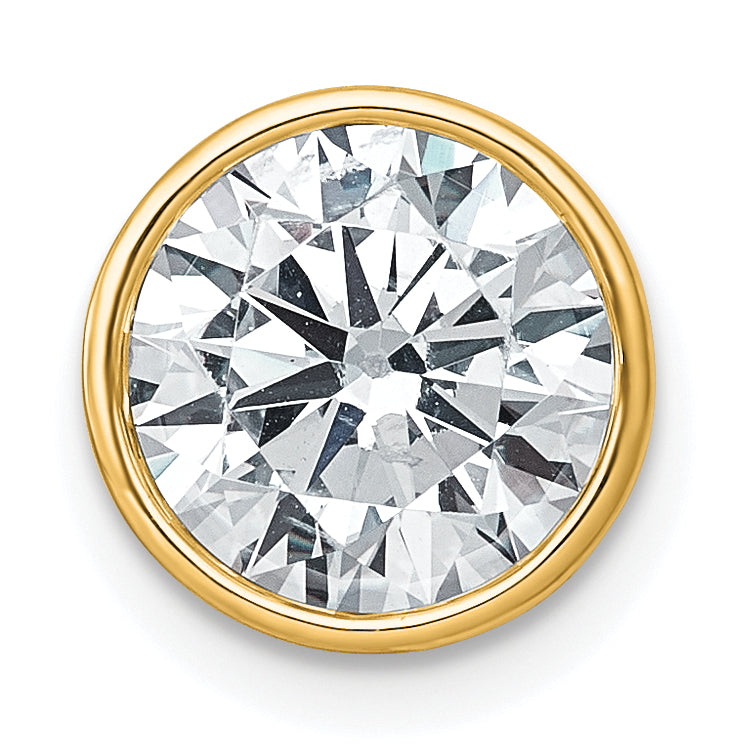 14k 3 carat Lab Grown Diamond VS+ F+ Round Complete Bezel Set Chain Slide Pendant Main image