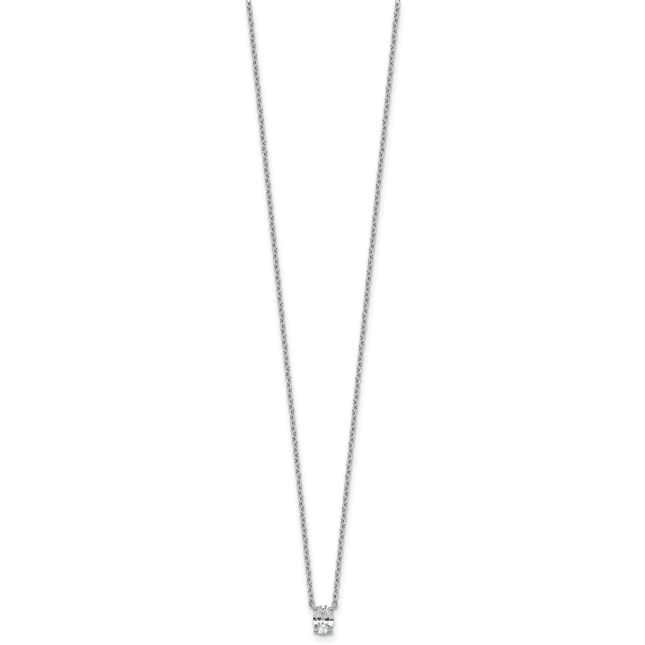 14k White Gold 1/4 carat Lab Grown Diamond VS+ F+ Oval Complete 18 inch Four Prong Pendant Necklace