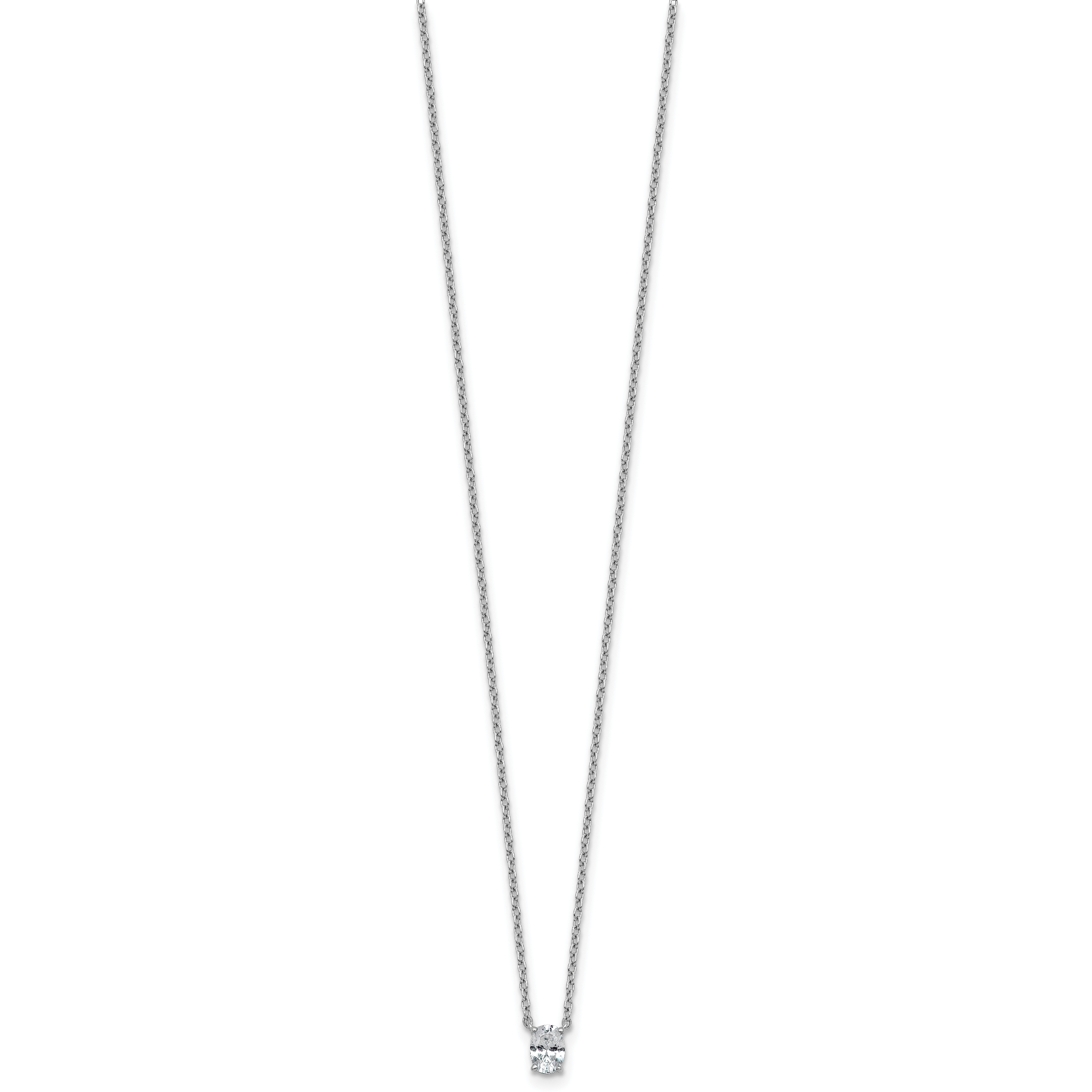 14k White Gold 1/4 carat Lab Grown Diamond VS+ F+ Oval Complete 18 inch Four Prong Pendant Necklace