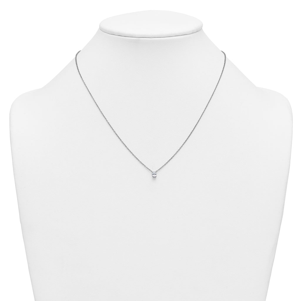14k White Gold 1/4 carat Lab Grown Diamond VS+ F+ Oval Complete 18 inch Four Prong Pendant Necklace