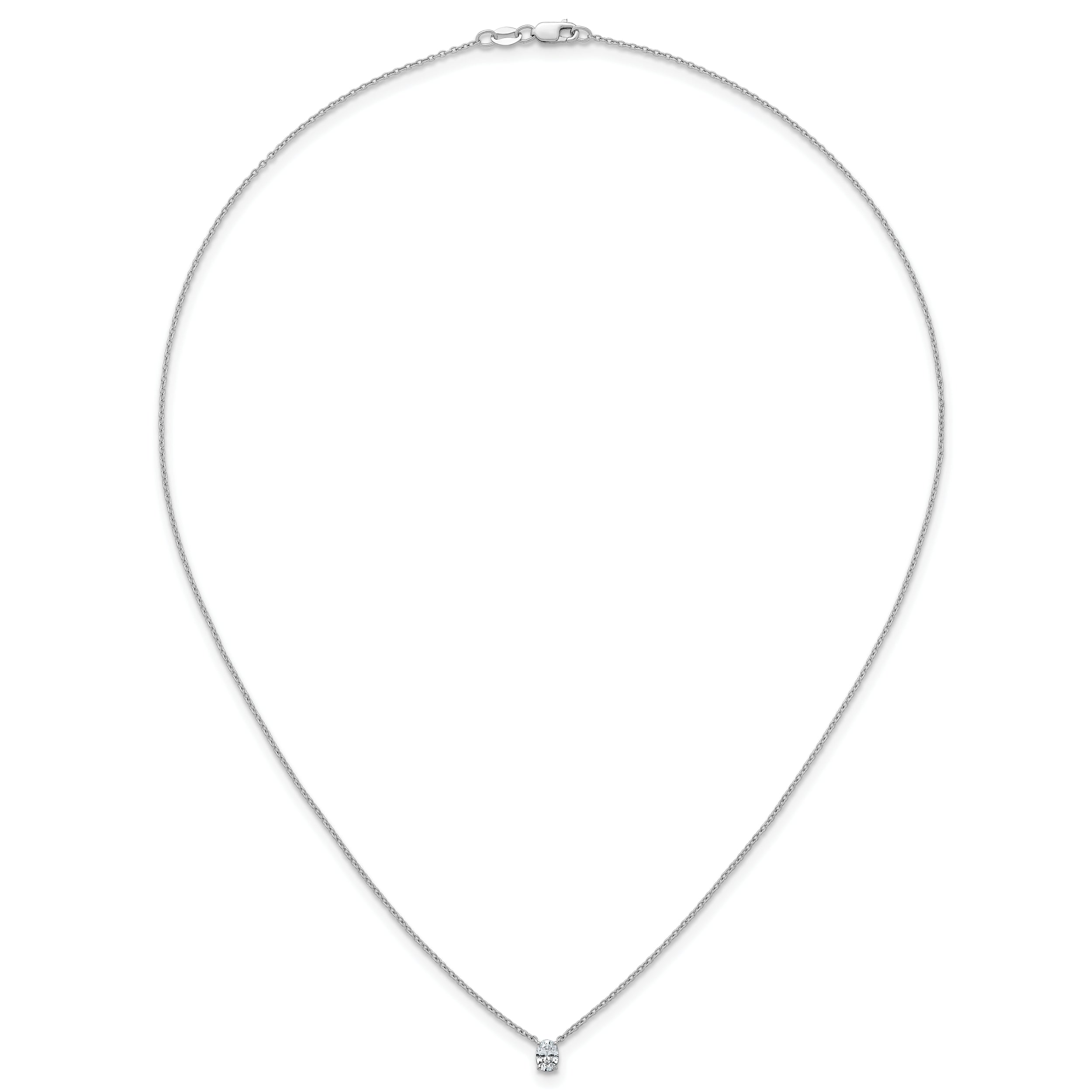 14k White Gold 1/4 carat Lab Grown Diamond VS+ F+ Oval Complete 18 inch Four Prong Pendant Necklace