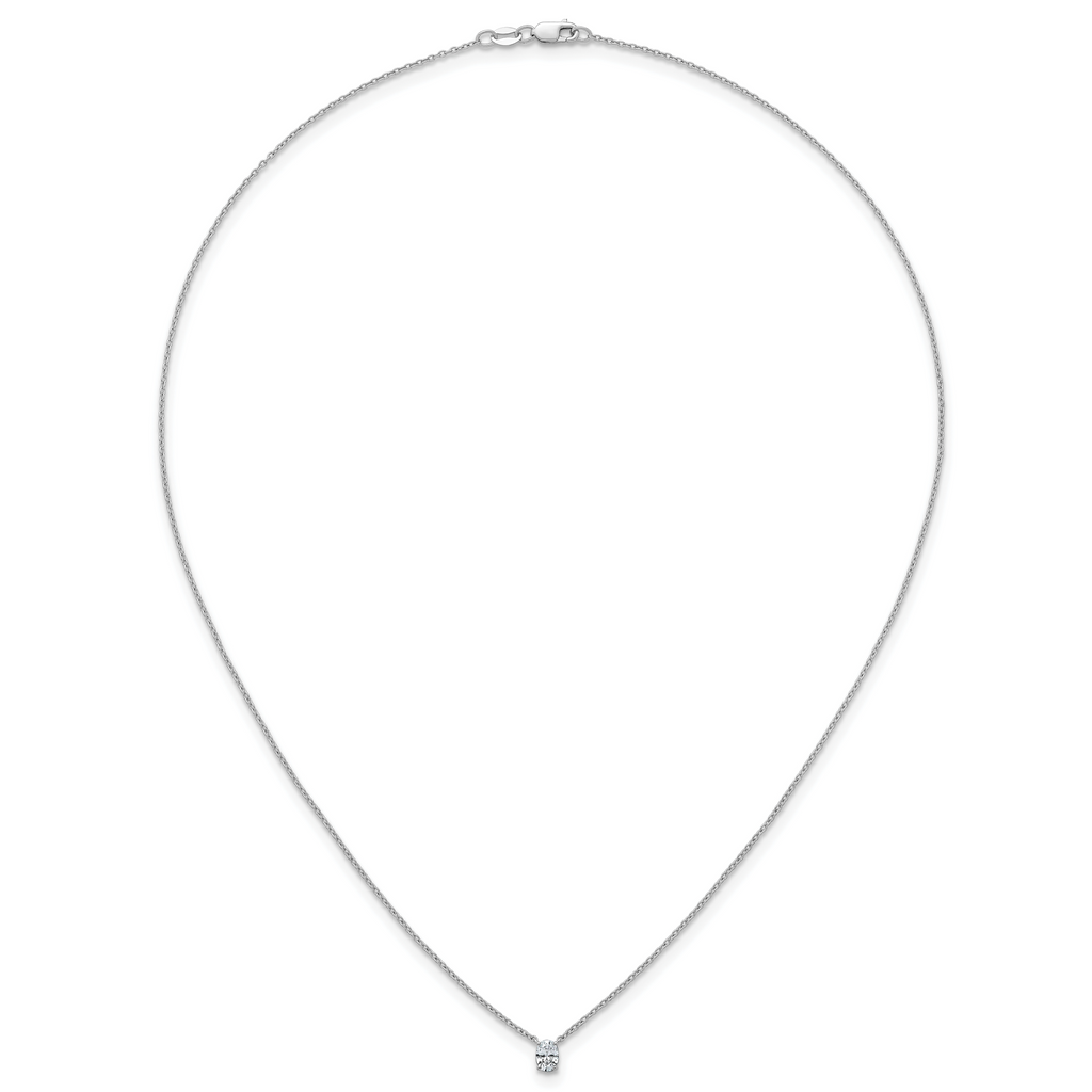 14k White Gold 1/4 carat Lab Grown Diamond VS+ F+ Oval Complete 18 inch Four Prong Pendant Necklace