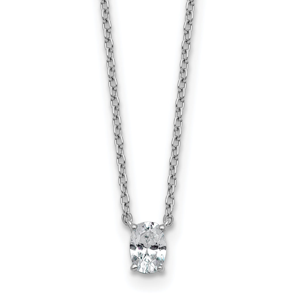 14k White Gold 1/4 carat Lab Grown Diamond VS+ F+ Oval Complete 18 inch Four Prong Pendant Necklace
