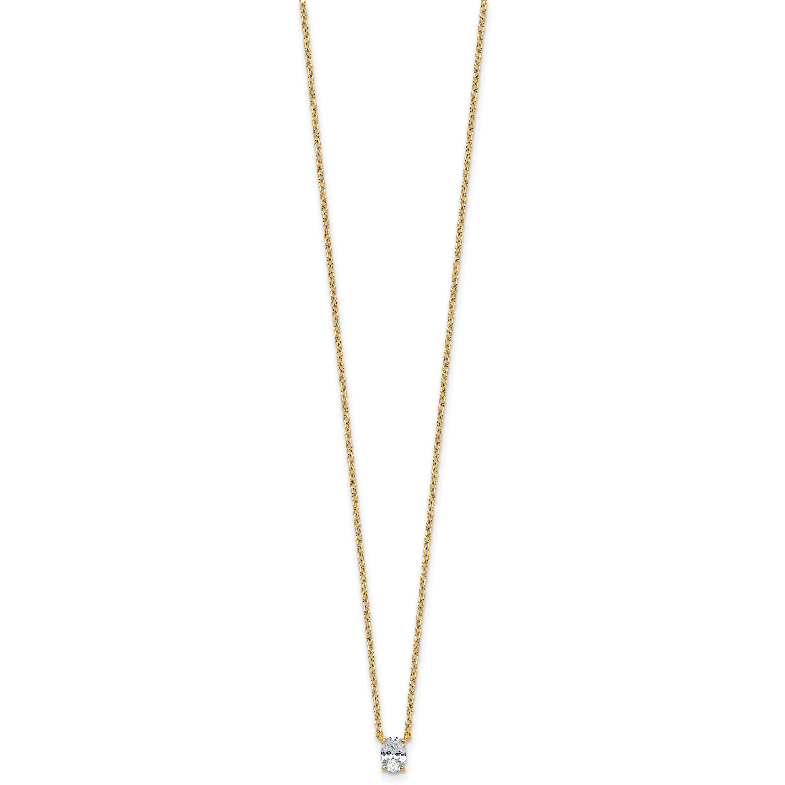 14k 1/4 carat Lab Grown Diamond VS+ F+ Oval Complete 18 inch Four Prong Pendant Necklace