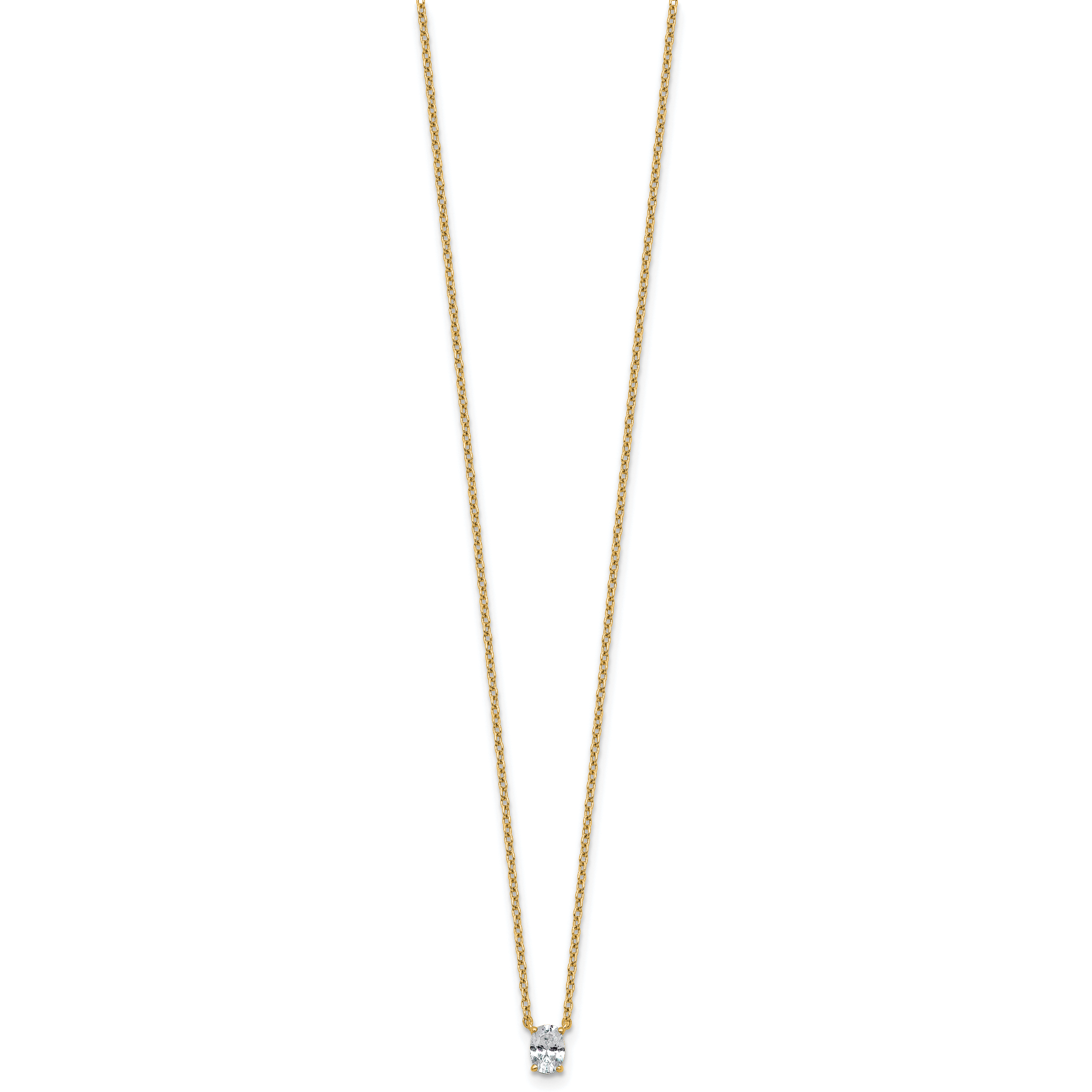 14k 1/4 carat Lab Grown Diamond VS+ F+ Oval Complete 18 inch Four Prong Pendant Necklace Secondary image