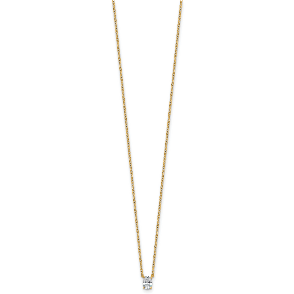 14k 1/4 carat Lab Grown Diamond VS+ F+ Oval Complete 18 inch Four Prong Pendant Necklace