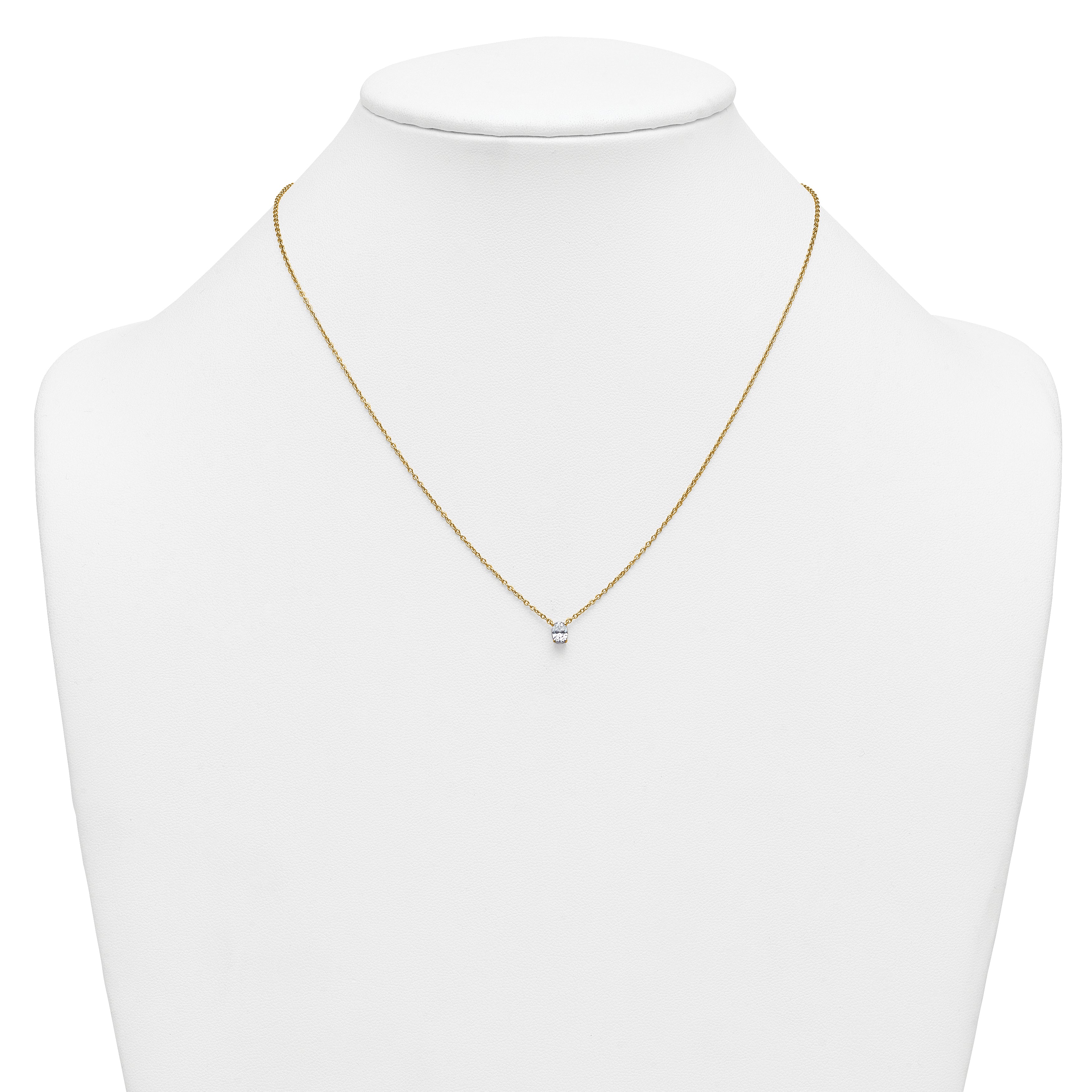 14k 1/4 carat Lab Grown Diamond VS+ F+ Oval Complete 18 inch Four Prong Pendant Necklace