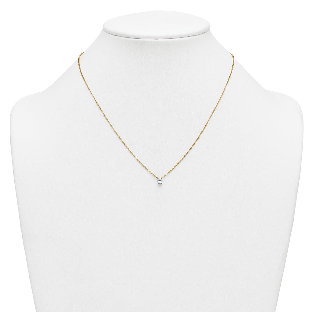 14k 1/4 carat Lab Grown Diamond VS+ F+ Oval Complete 18 inch Four Prong Pendant Necklace