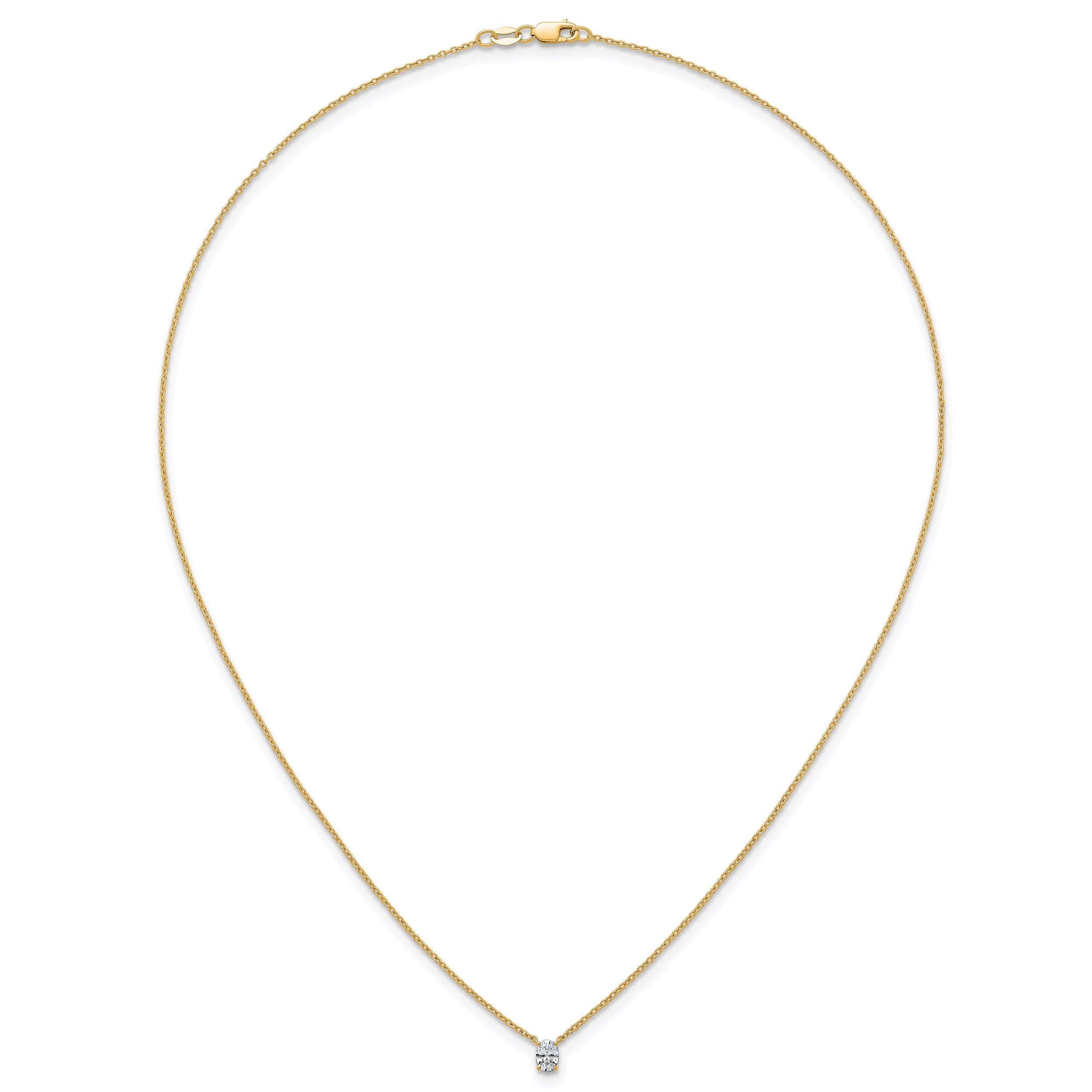 14k 1/4 carat Lab Grown Diamond VS+ F+ Oval Complete 18 inch Four Prong Pendant Necklace