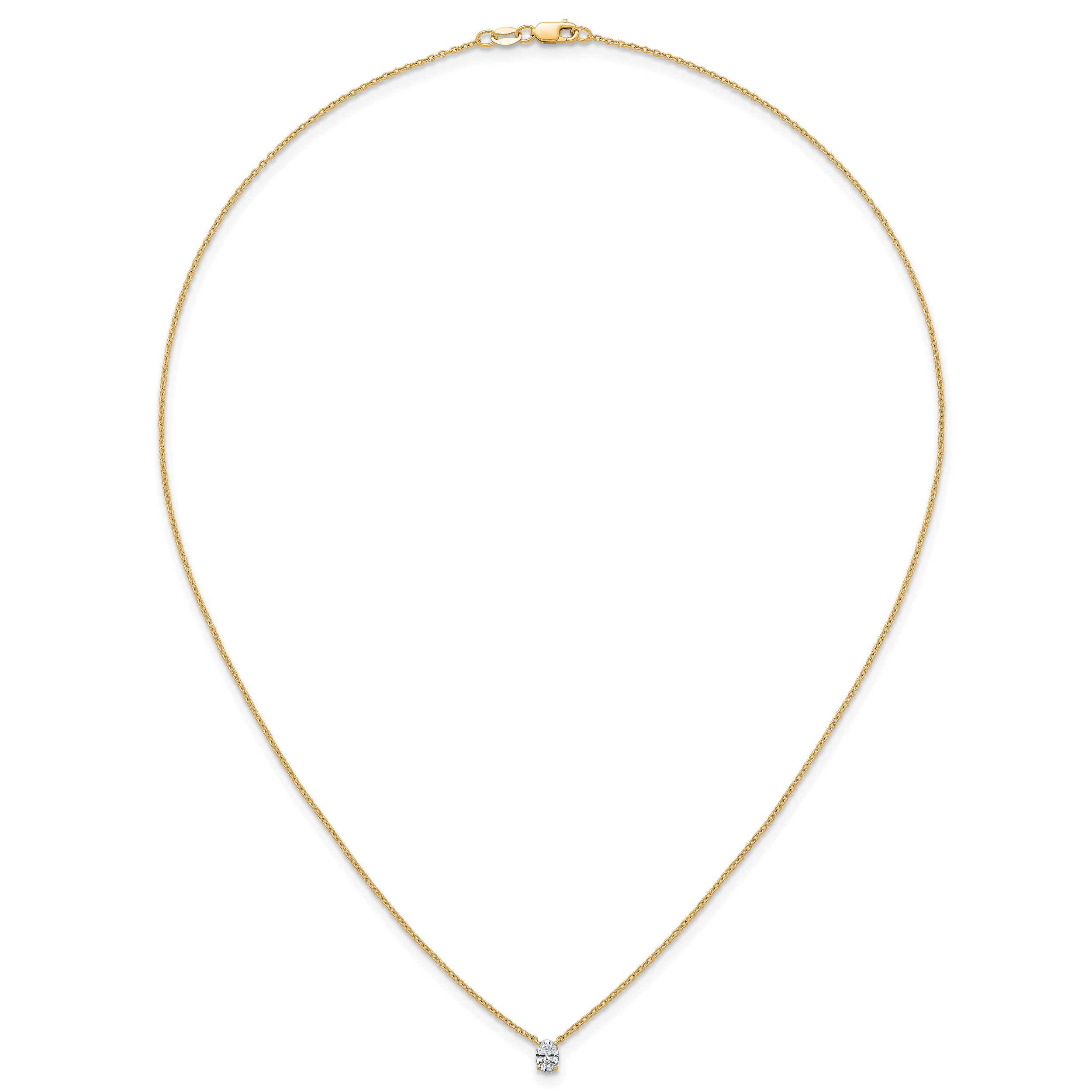 14k 1/4 carat Lab Grown Diamond VS+ F+ Oval Complete 18 inch Four Prong Pendant Necklace