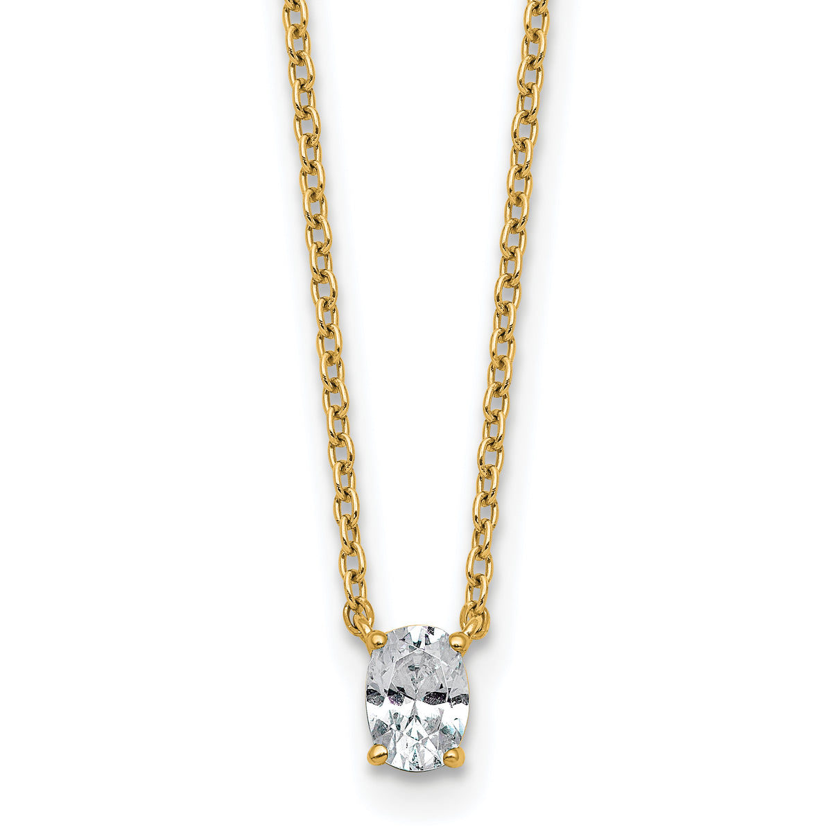 14k 1/4 carat Lab Grown Diamond VS+ F+ Oval Complete 18 inch Four Prong Pendant Necklace