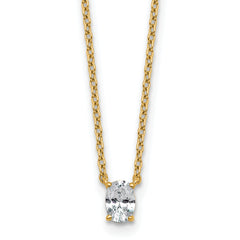 14k 1/4 carat Lab Grown Diamond VS+ F+ Oval Complete 18 inch Four Prong Pendant Necklace