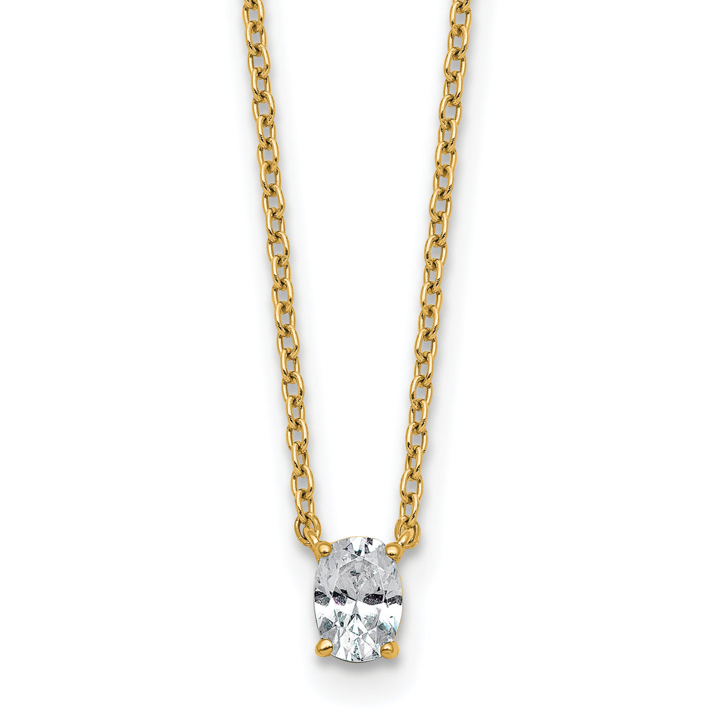 14k 1/4 carat Lab Grown Diamond VS+ F+ Oval Complete 18 inch Four Prong Pendant Necklace