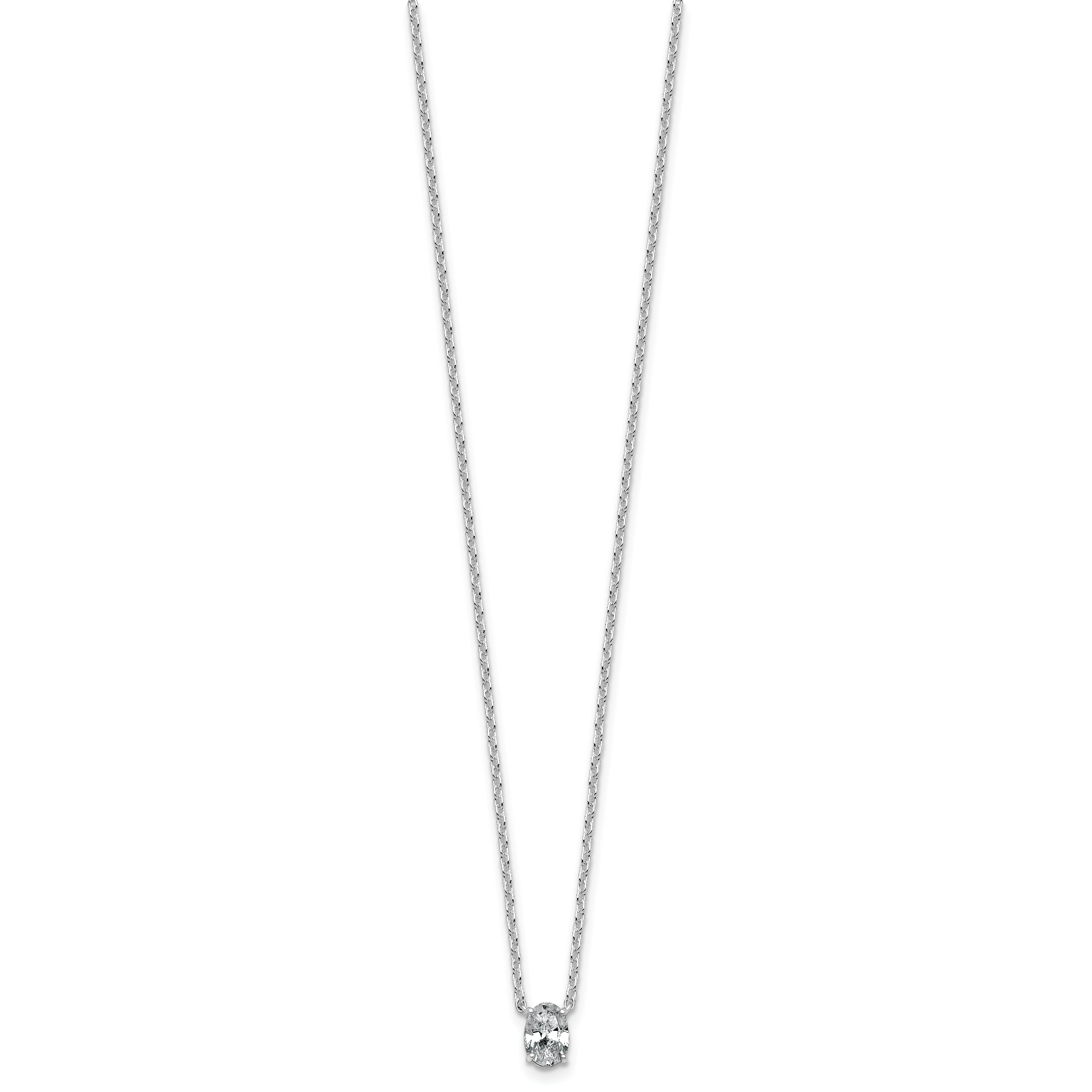 14k White Gold 1/2 carat Lab Grown Diamond VS+ F+ Oval Complete Bezel Set Chain Slide Pendant Secondary image