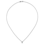 14k White Gold 1/2 carat Lab Grown Diamond VS+ F+ Oval Complete Bezel Set Chain Slide Pendant