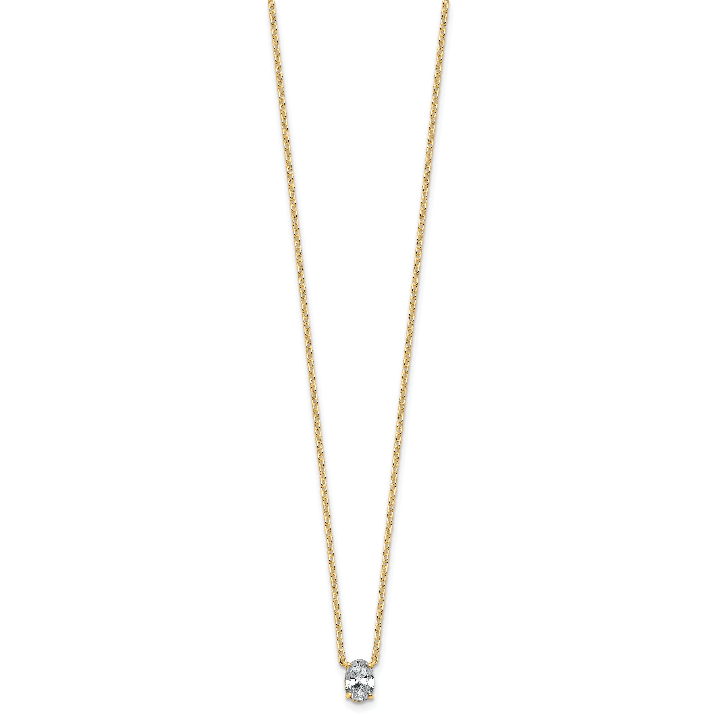14k 1/2 carat Lab Grown Diamond VS+ F+ Oval Complete Bezel Set Chain Slide Pendant