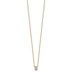 14k 1/2 carat Lab Grown Diamond VS+ F+ Oval Complete Bezel Set Chain Slide Pendant