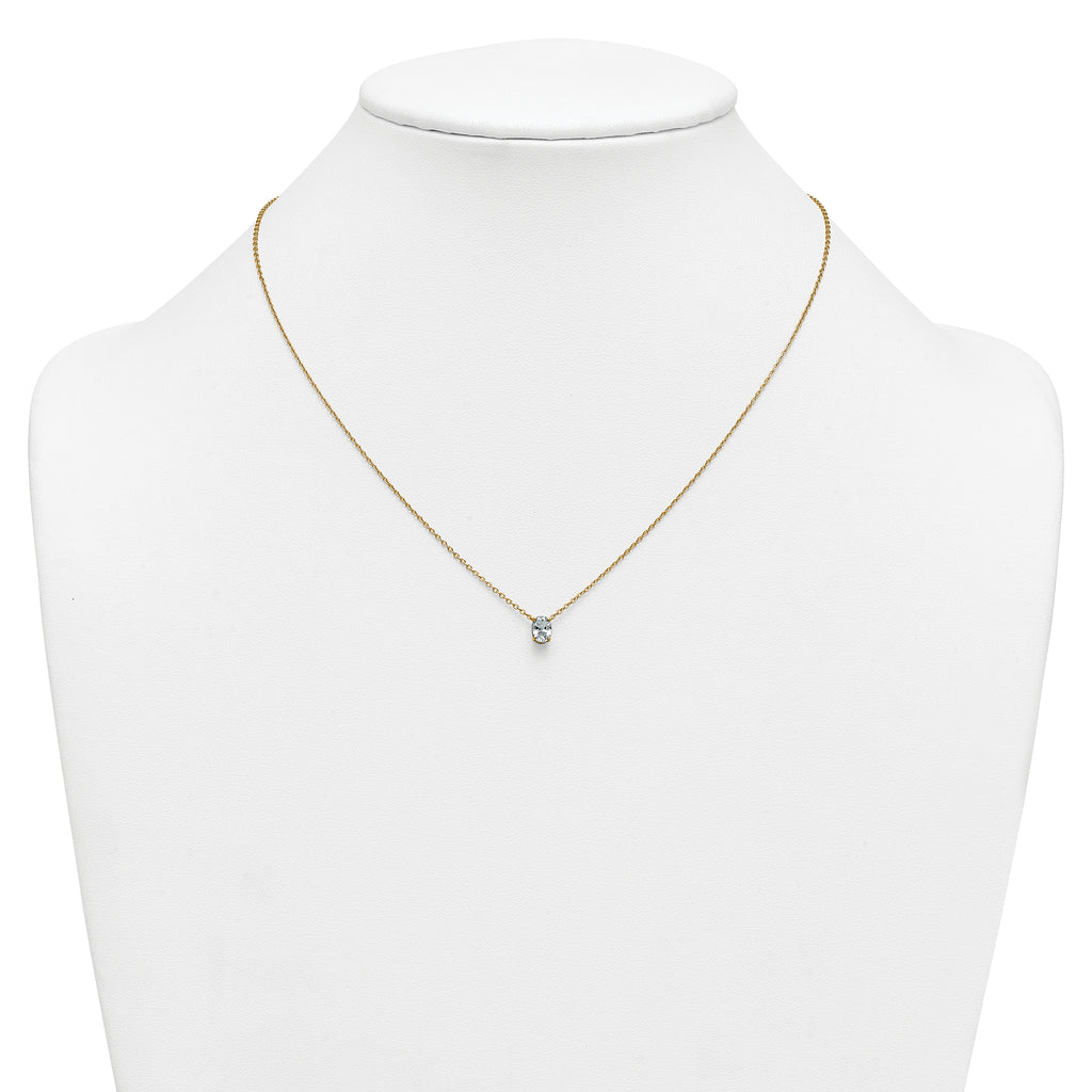 14k 1/2 carat Lab Grown Diamond VS+ F+ Oval Complete Bezel Set Chain Slide Pendant