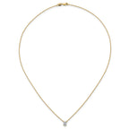 14k 1/2 carat Lab Grown Diamond VS+ F+ Oval Complete Bezel Set Chain Slide Pendant