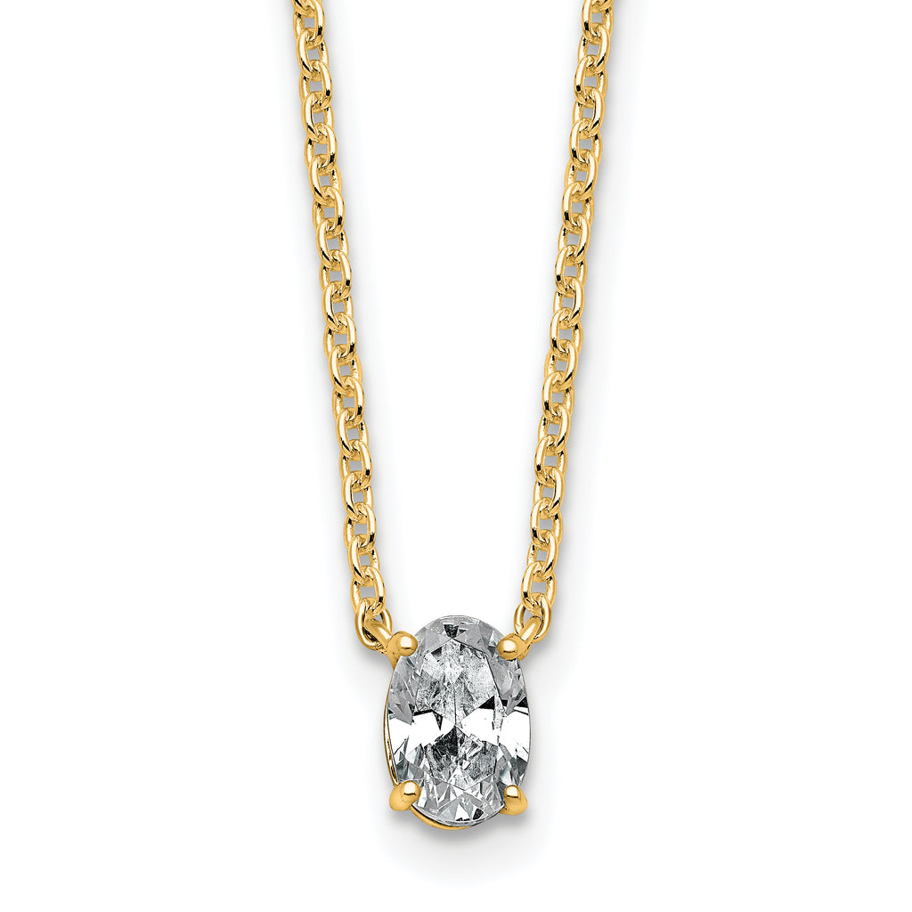 14k 1/2 carat Lab Grown Diamond VS+ F+ Oval Complete Bezel Set Chain Slide Pendant