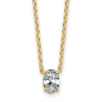 14k 1/2 carat Lab Grown Diamond VS+ F+ Oval Complete Bezel Set Chain Slide Pendant