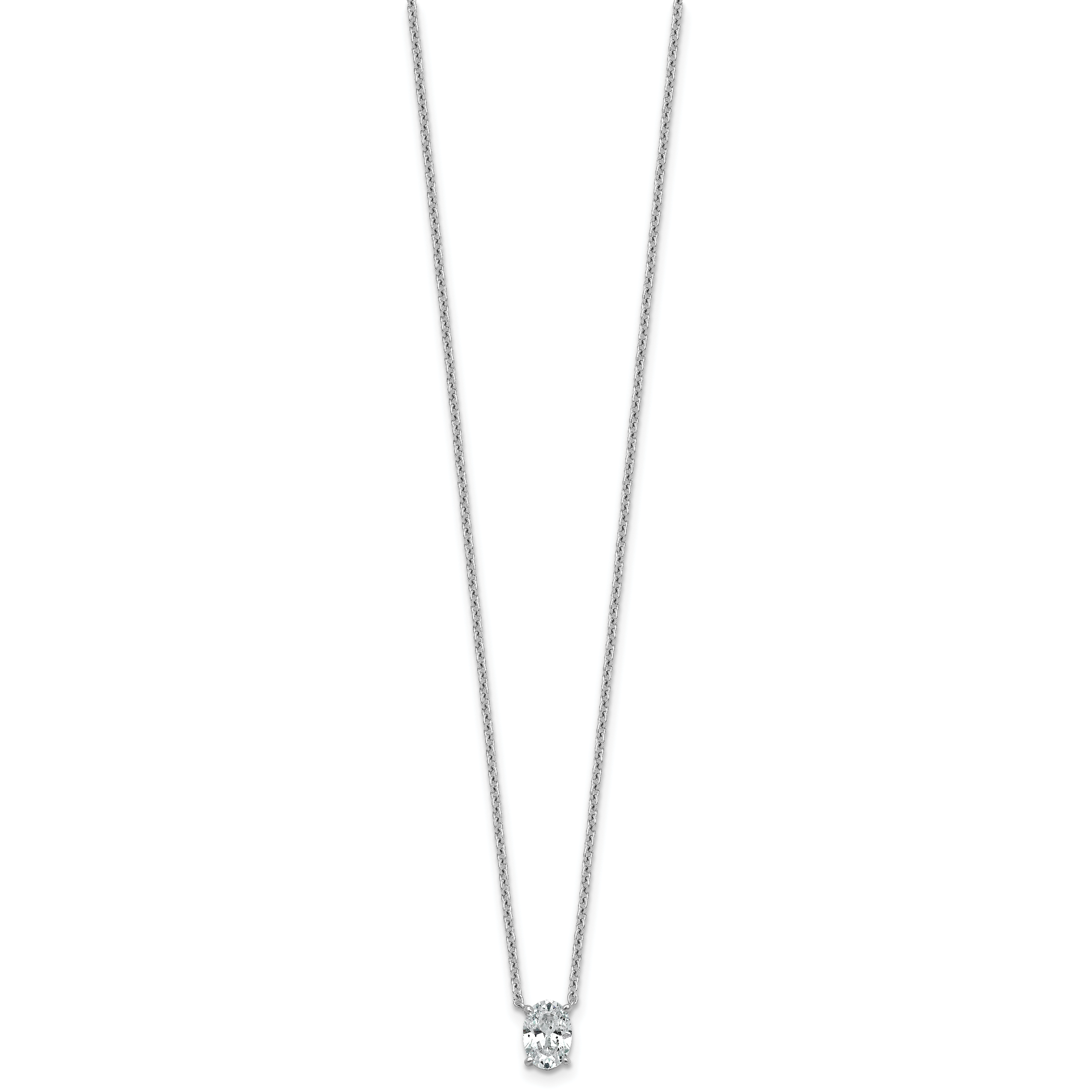 14k White Gold 3/4 carat Lab Grown Diamond VS+ F+ Oval Complete 18 inch Four Prong Pendant Necklace