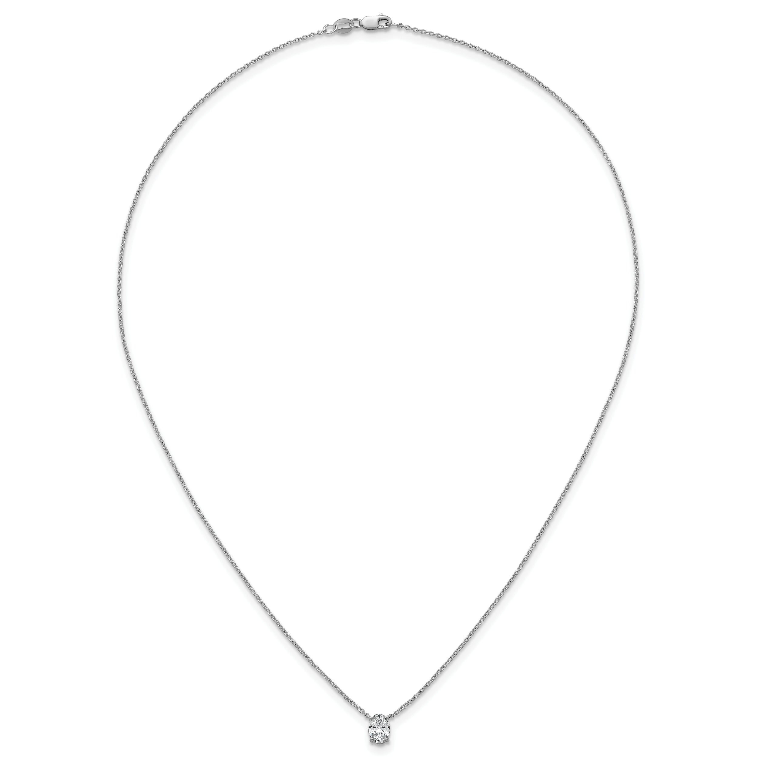 14k White Gold 3/4 carat Lab Grown Diamond VS+ F+ Oval Complete 18 inch Four Prong Pendant Necklace