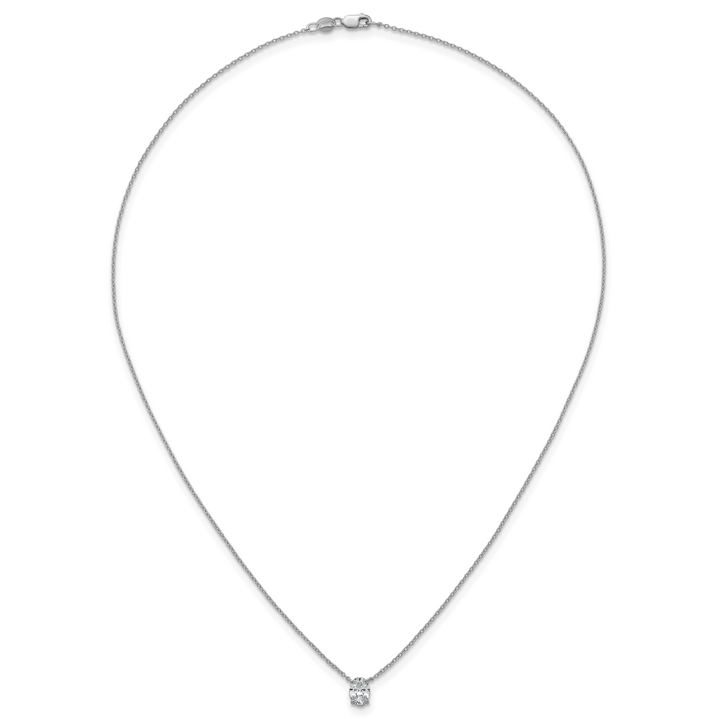 14k White Gold 3/4 carat Lab Grown Diamond VS+ F+ Oval Complete 18 inch Four Prong Pendant Necklace
