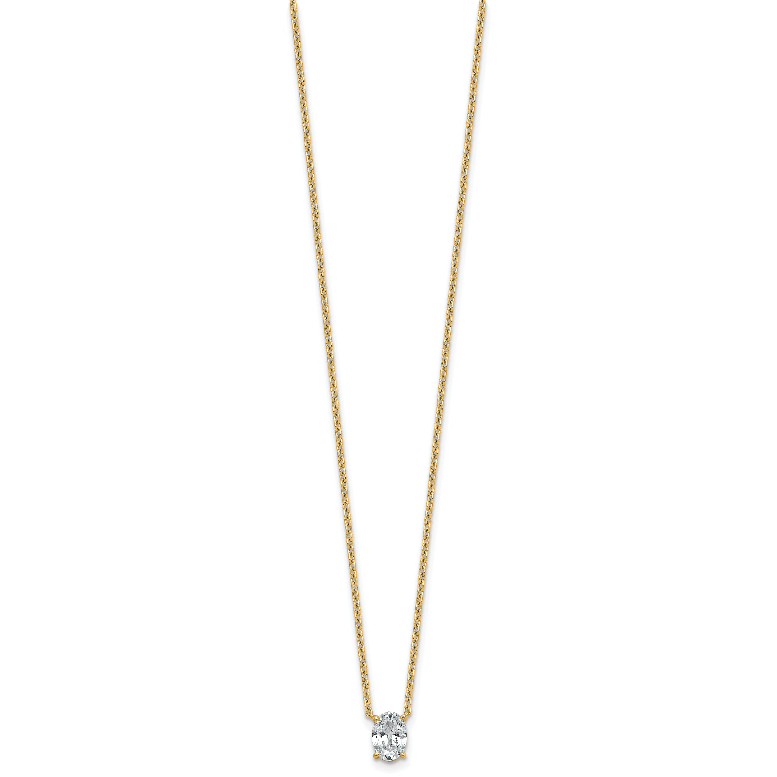 14k 3/4 carat Lab Grown Diamond VS/SI+ G+ Oval Complete 18 inch Four Prong Pendant Necklace
