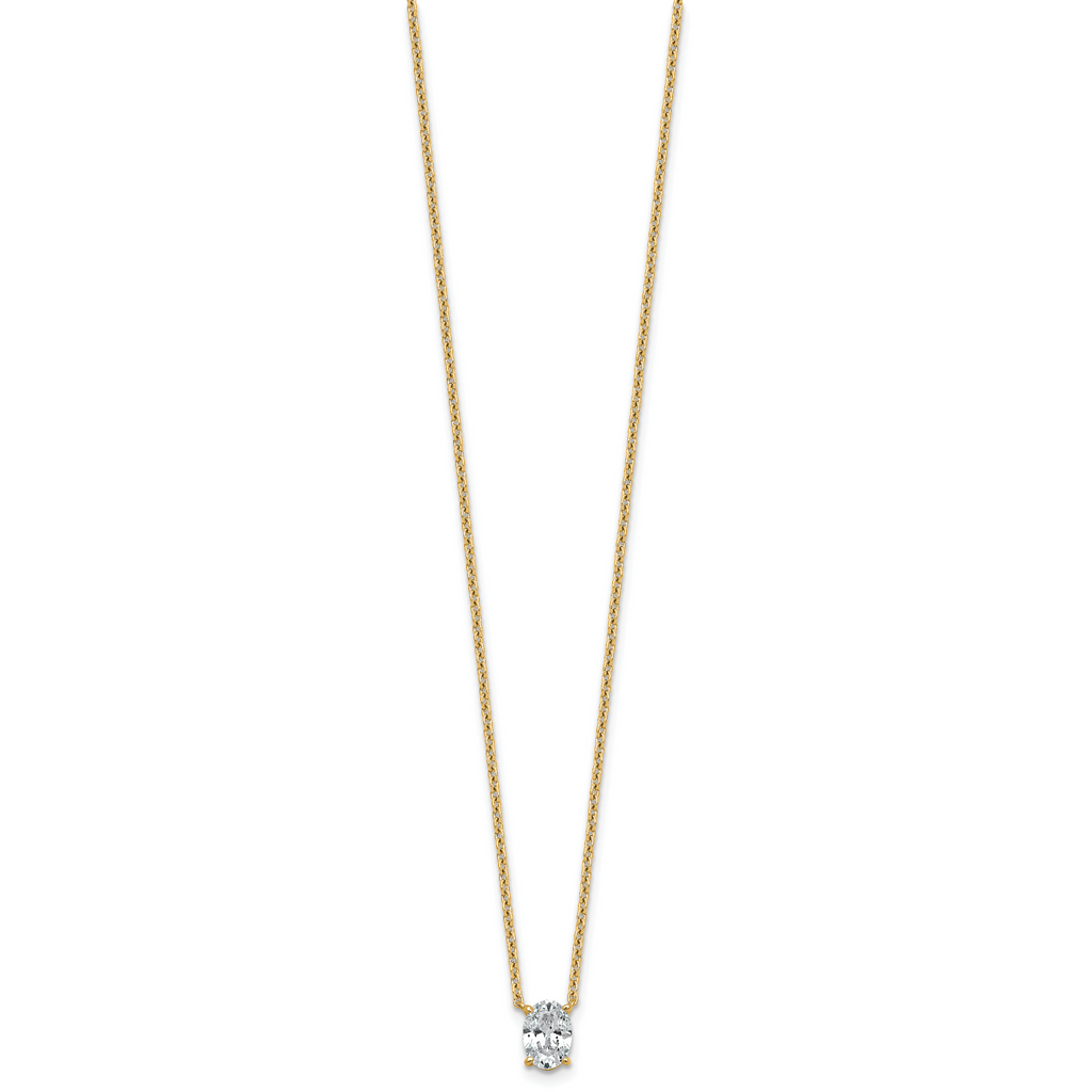 14k 3/4 carat Lab Grown Diamond VS/SI+ G+ Oval Complete 18 inch Four Prong Pendant Necklace