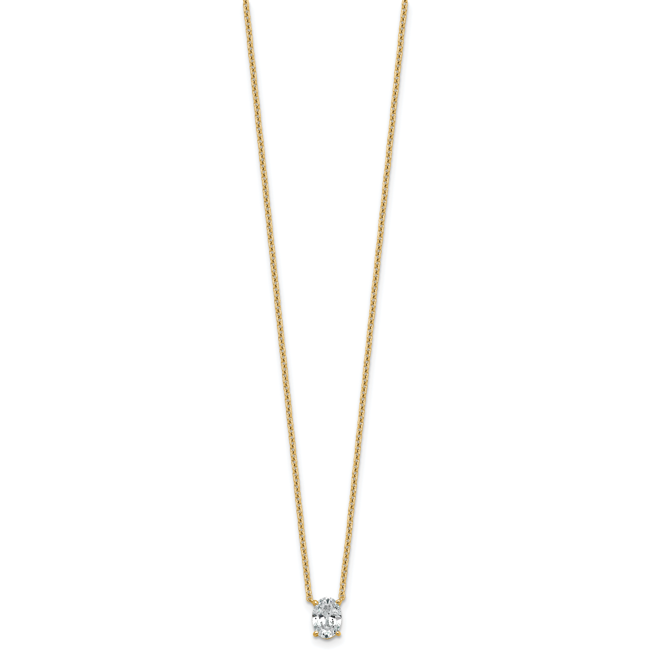 14k 3/4 carat Lab Grown Diamond VS/SI+ G+ Oval Complete 18 inch Four Prong Pendant Necklace